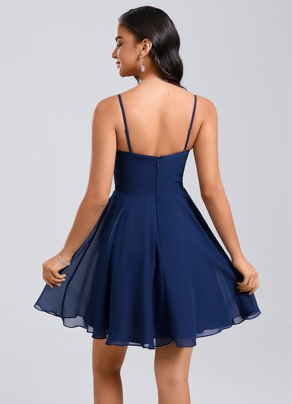 Robe De Bal Col V Marine - gallery 7