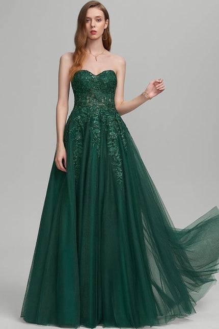 Robe De Bal Tulle Verte Éblouissante