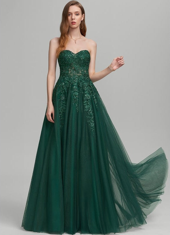 Robe De Bal Tulle Verte Éblouissante