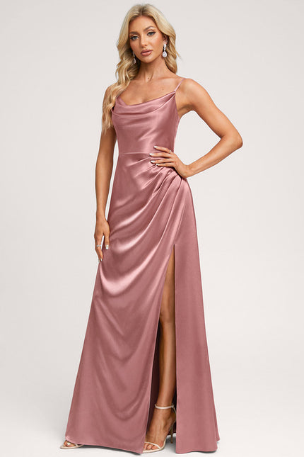 Robe De Bal Satin Rose Poudré - gallery 2