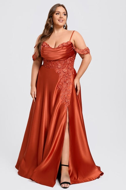 Robe De Bal Satinée Cuivrée - gallery 7