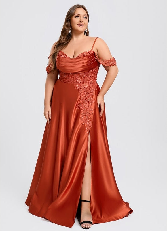 Robe De Bal Satinée Cuivrée - gallery 7