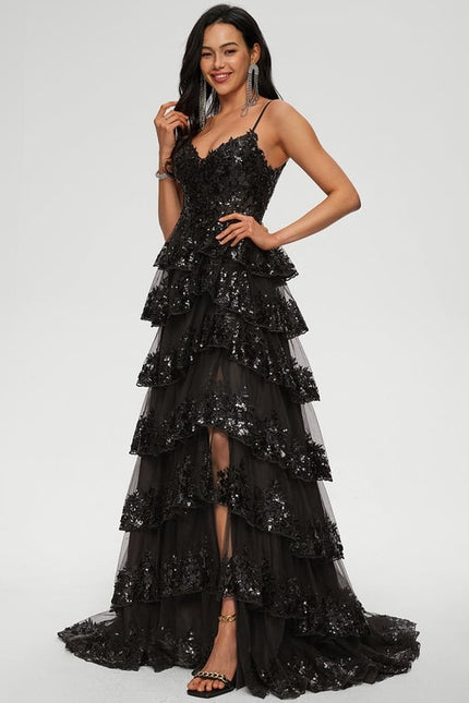 Robe De Bal Noire À Volants - gallery 3