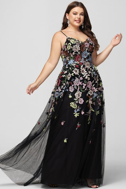 Robe De Bal Florale Tulle Noir - gallery 6