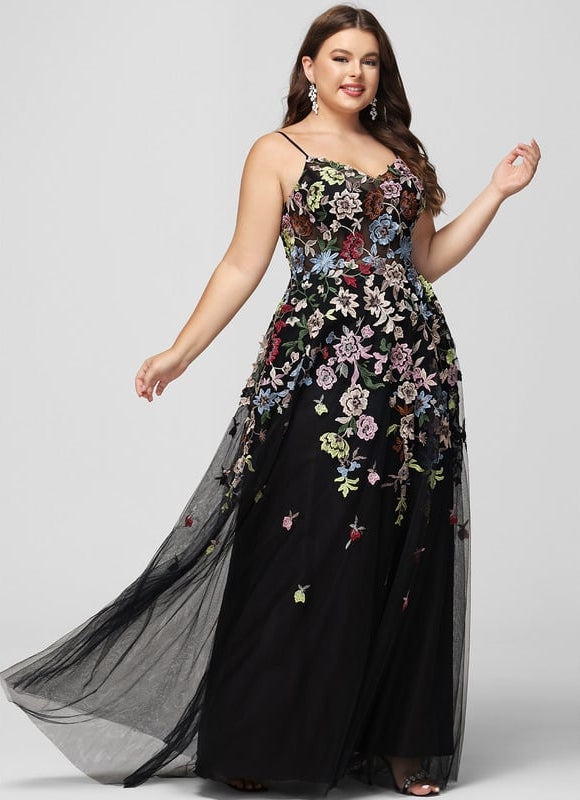 Robe De Bal Florale Tulle Noir - gallery 6