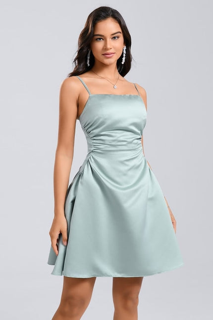 Robe De Bal Satin Vert Pâle - gallery 3