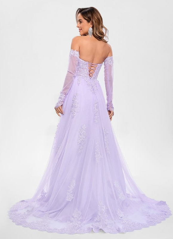 Robe De Bal Lilas Romantique - gallery 1