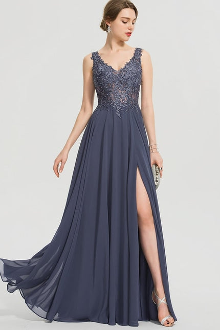 Robe De Bal Élégance Marine Satinée - gallery 2