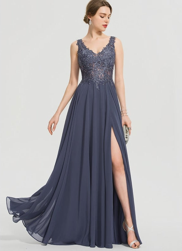 Robe De Bal Élégance Marine Satinée - gallery 2