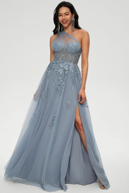 Robe De Bal Tulle Bleu Glacier - gallery 1