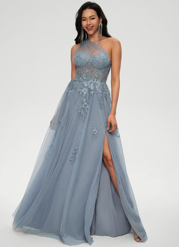 Robe De Bal Tulle Bleu Glacier - gallery 1