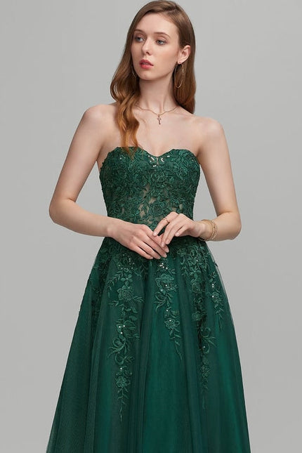 Robe De Bal Tulle Verte Éblouissante - gallery 2