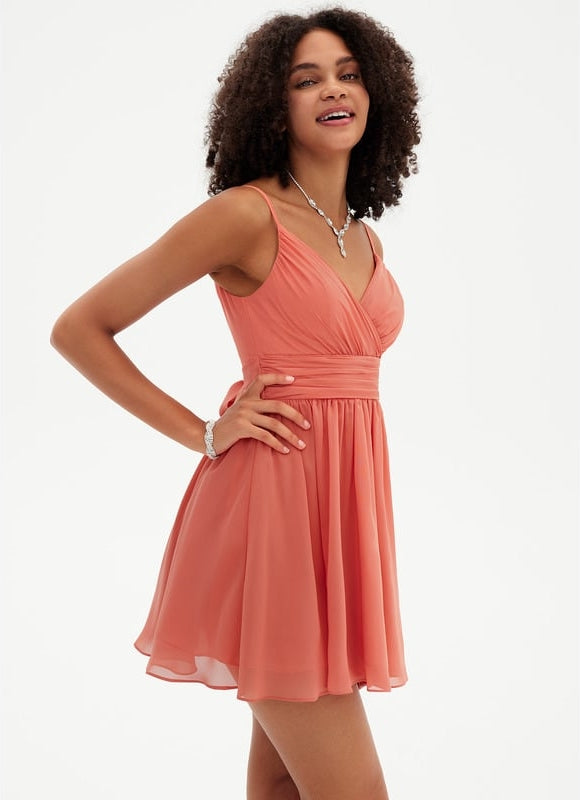 Robe De Bal Mousseline Corail - gallery 5