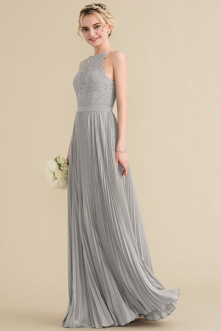 Robe De Bal Plissée Grise - gallery 5