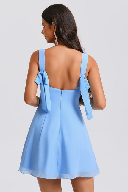 Robe De Bal Courte Bleue Claire - gallery 6