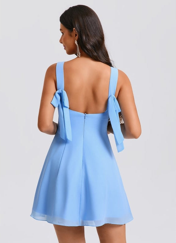Robe De Bal Courte Bleue Claire - gallery 6