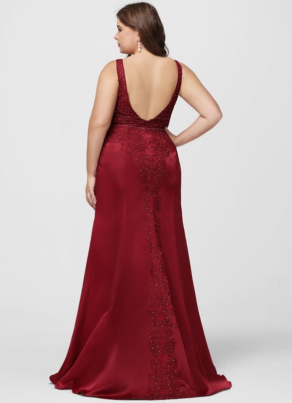 Robe De Bal Satinée Rubis - gallery 8