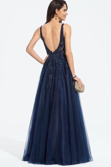 Robe De Bal Étoilée Marine - gallery 1
