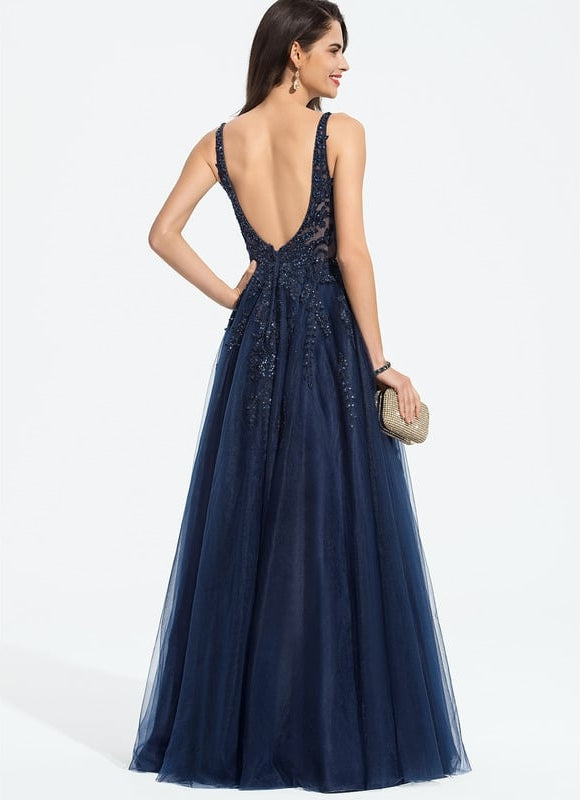 Robe De Bal Étoilée Marine - gallery 1