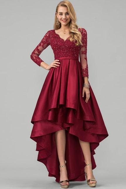 Robe De Bal Satinée Bordeaux Élégante - gallery 1