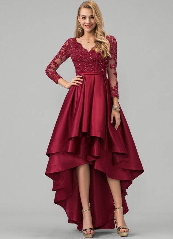 Robe De Bal Satinée Bordeaux Élégante - gallery 1