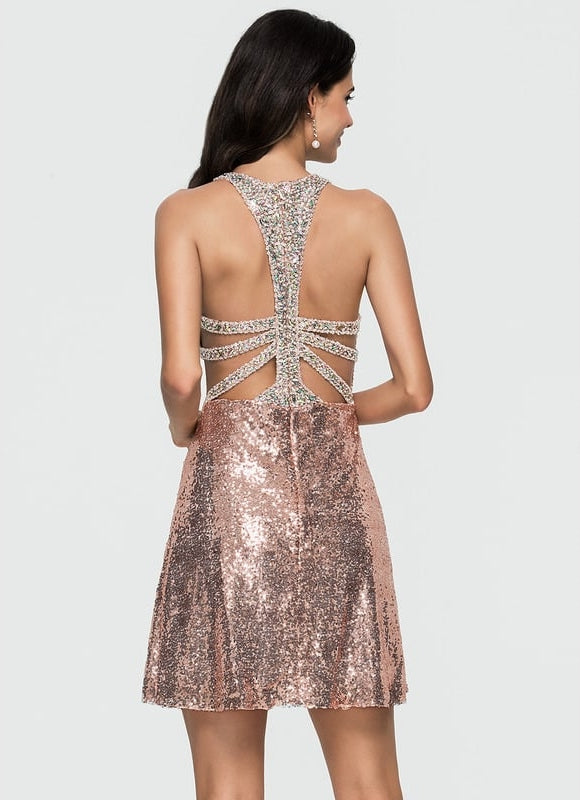 Robe De Bal Pailletée Verte - gallery 2