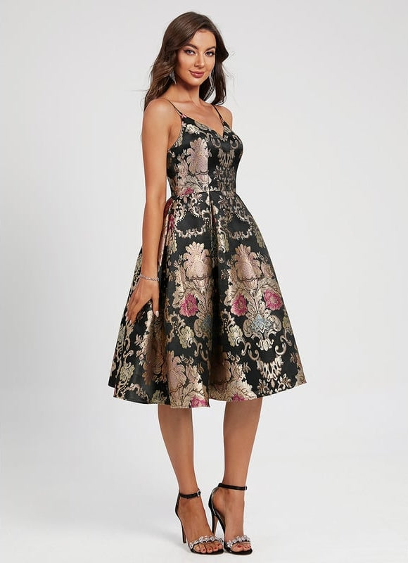 Robe De Bal Fleurie Noire - gallery 2