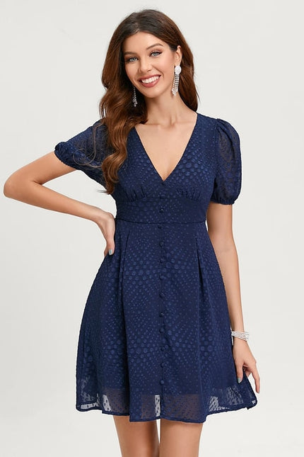 Robe De Bal Col V Marine - gallery 3
