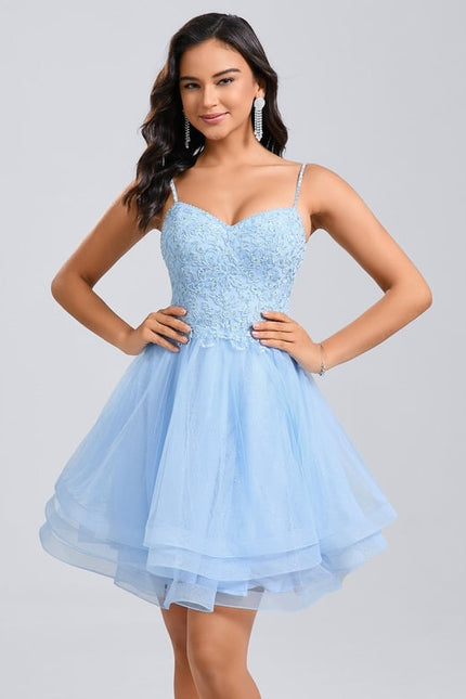 Robe De Bal Tulle Bleu Clair - gallery 2
