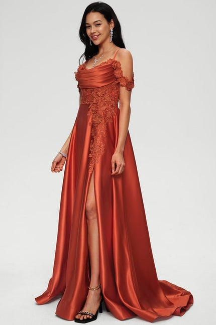 Robe De Bal Satinée Cuivrée - gallery 3