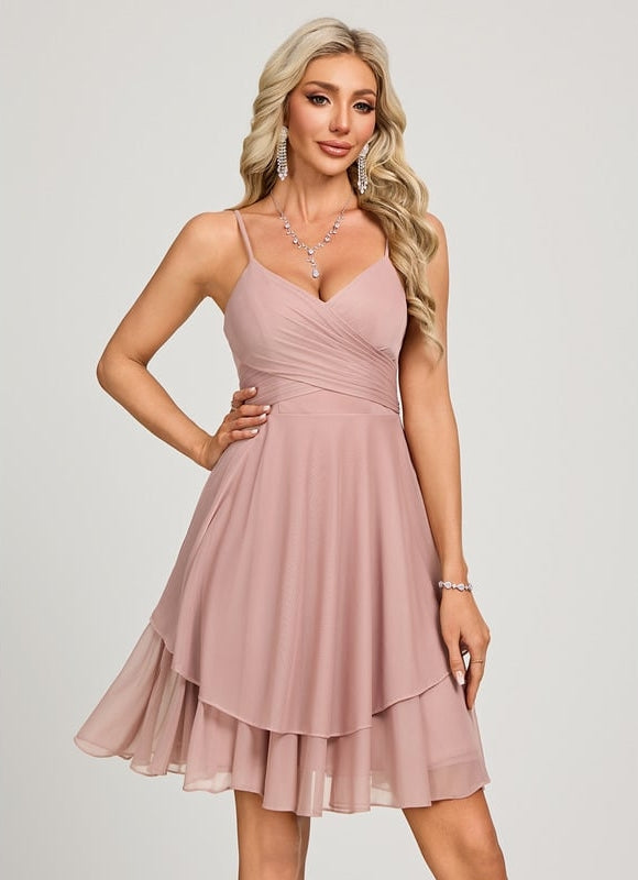 Robe De Bal Courte Rose Poudrée - gallery 4