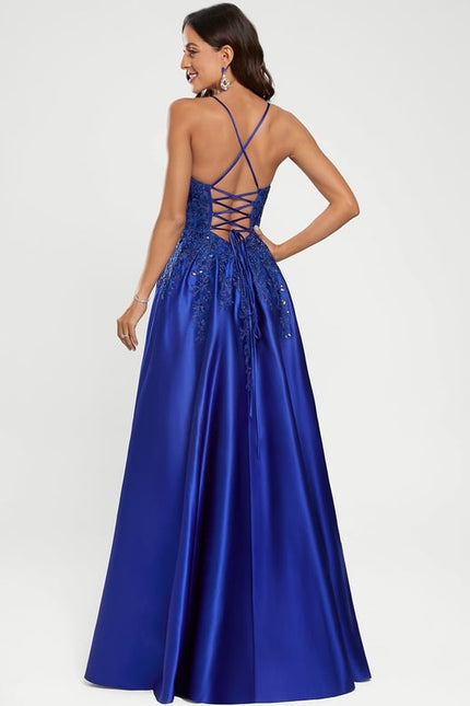 Robe De Bal Satin Bleu - gallery 8