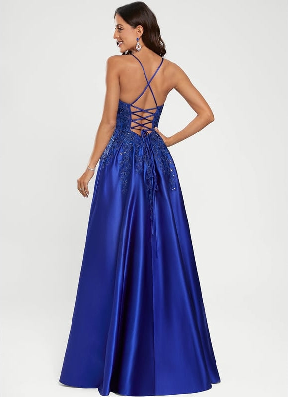 Robe De Bal Satin Bleu - gallery 8