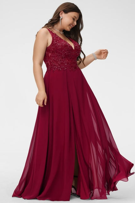 Robe De Bal Longue Bordeaux Élégante - gallery 6