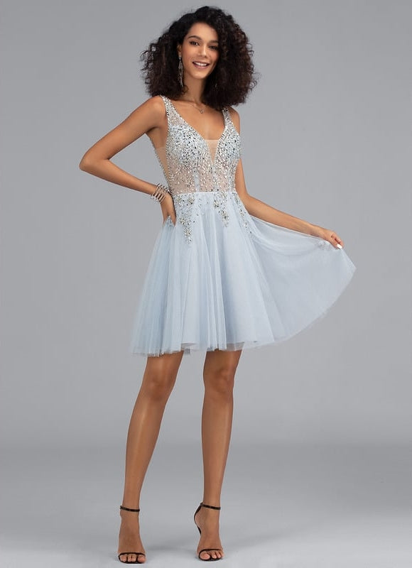 Robe De Bal Tulle Scintillant Azur - gallery 4