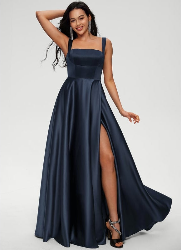 Robe De Bal Satin Marine Chic - gallery 2