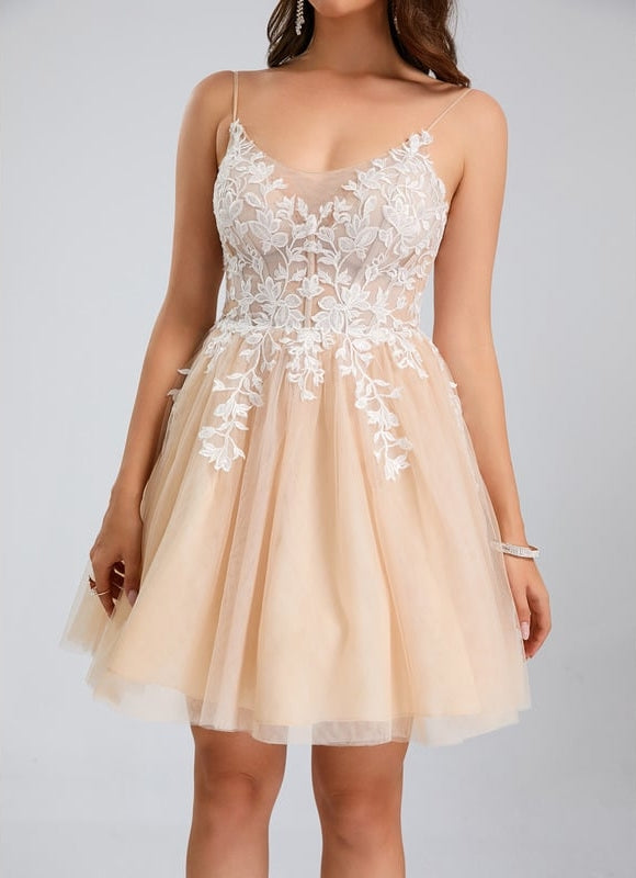 Robe De Bal Courte Tulle Brodée - gallery 1