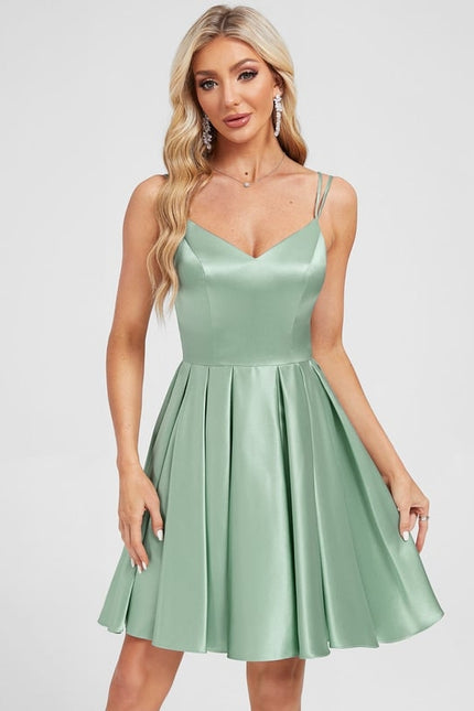 Robe De Bal Satin Vert Pastel - gallery 1