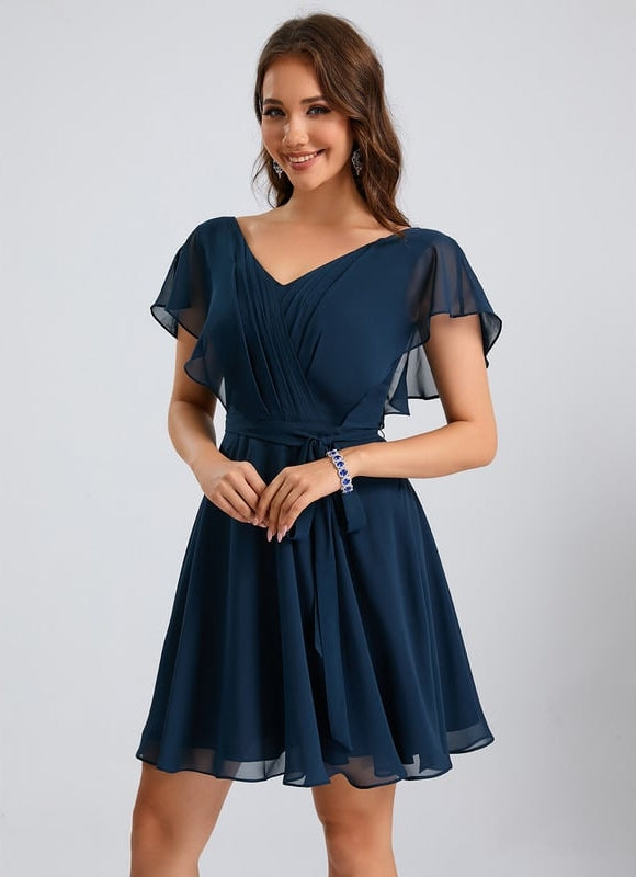 Robe De Bal Col V Marine - gallery 2
