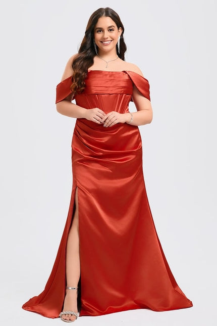 Robe De Bal Satinée Carmin - gallery 6