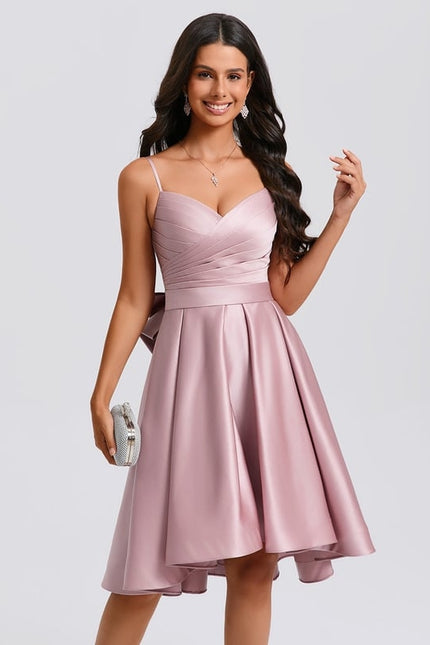 Robe De Bal Satin Rose Élégant