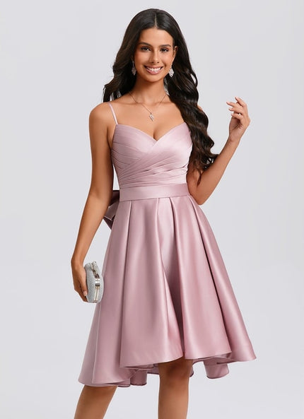 Robe De Bal Satin Rose Élégant