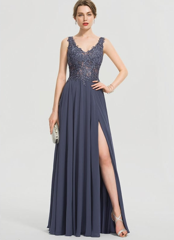 Robe De Bal Élégance Marine Satinée - gallery 4