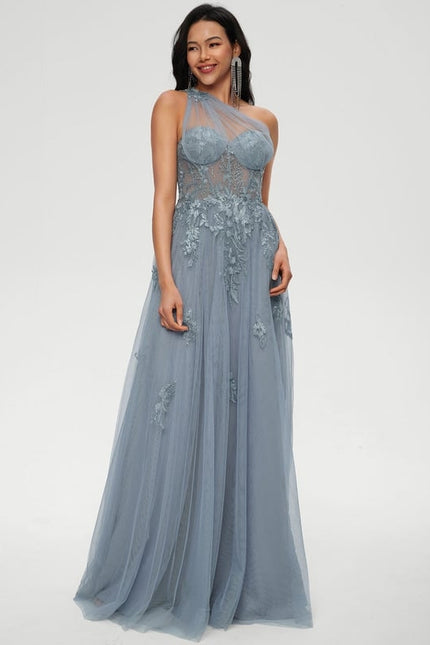 Robe De Bal Tulle Bleu Glacier - gallery 3