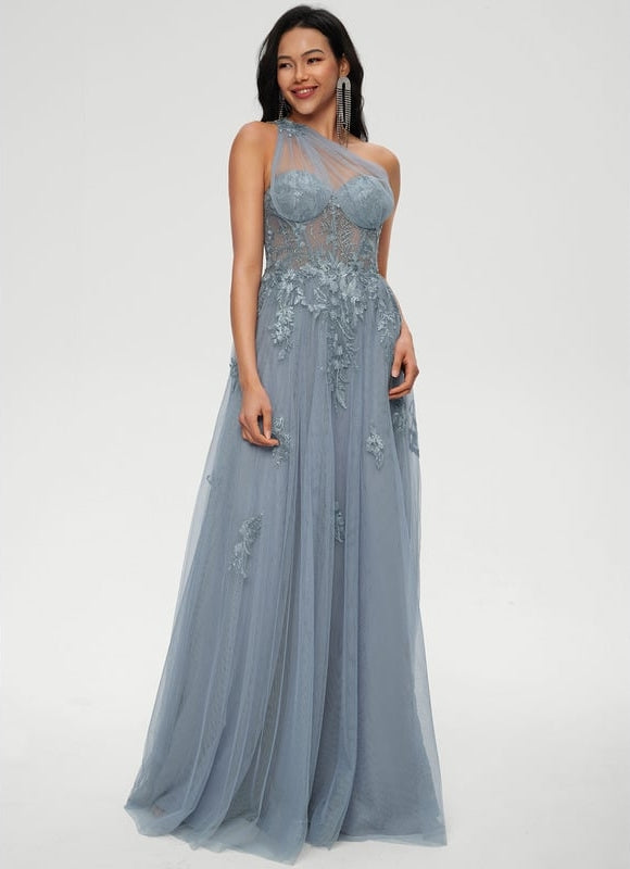Robe De Bal Tulle Bleu Glacier - gallery 3