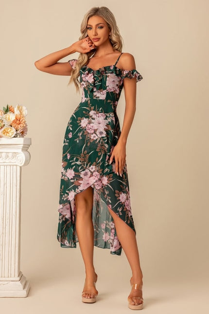 Robe De Bal Florale Asymétrique - gallery 3