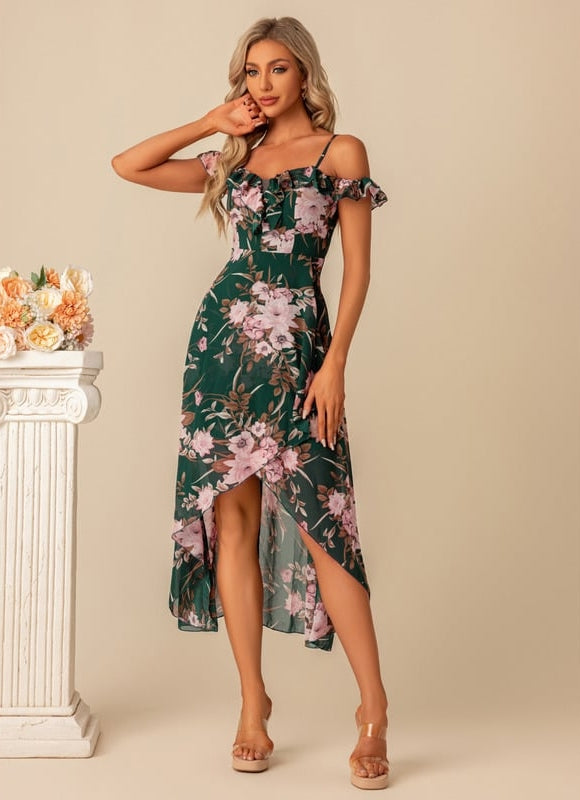 Robe De Bal Florale Asymétrique - gallery 3
