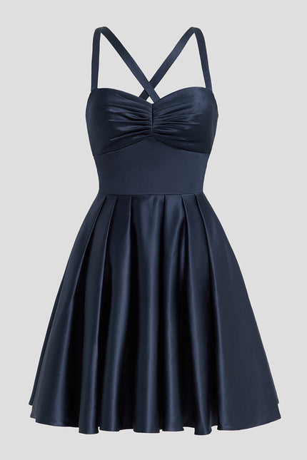 Robe De Bal Satin Bleu Nuit - gallery 2