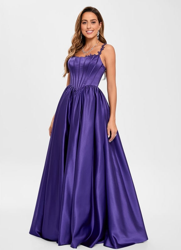 Robe De Bal Satinée Violette - gallery 2