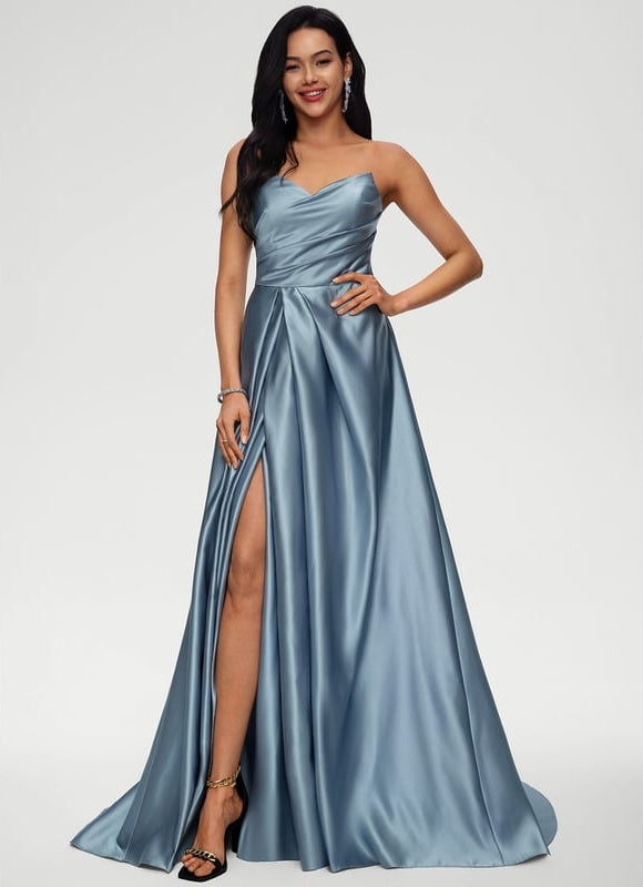 Robe De Bal Fluide Argentée - gallery 3